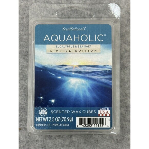 Scentsationals Aquaholic Eucalyptus & Sea‎ Salt Scented Wax Melt Cubes - Picture 1 of 2